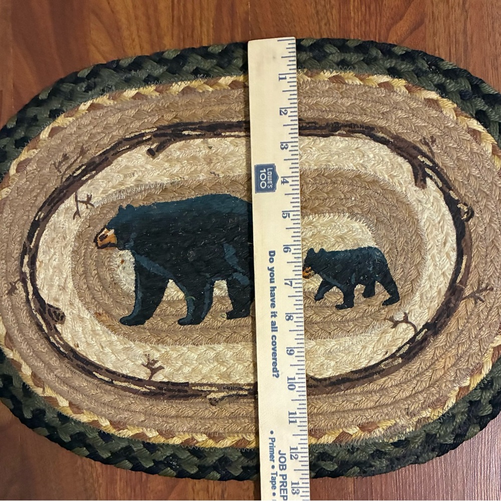 Capitol Earth Mama & Baby Bear Placemats 5-piece Jute 18x13 Jan Harless Rustic - Picture 10 of 10